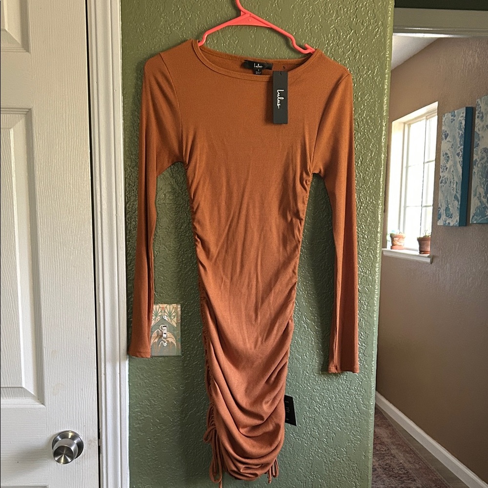 Lulu's Terracotta Long Sleeve Dress